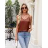 imageZeagoo Silk Camisole Tops for Women 2025 V Neck Satin Tank Top Spaghetti Strap Cross Back Sleeveless Summer Blouses2 Pack Champagnecaramel