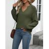 imageZeagoo Womens 2025 Fall Sweaters Casual Long Sleeve V Neck Loose Lightweight Crochet Knit Pullover Sweater TopsArmy Green