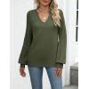 imageZeagoo Womens 2025 Fall Sweaters Casual Long Sleeve V Neck Loose Lightweight Crochet Knit Pullover Sweater TopsArmy Green