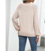 imageZeagoo Womens 2025 Fall Sweaters Casual Long Sleeve V Neck Loose Lightweight Crochet Knit Pullover Sweater TopsBeige