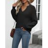 imageZeagoo Womens 2025 Fall Sweaters Casual Long Sleeve V Neck Loose Lightweight Crochet Knit Pullover Sweater TopsBlack