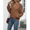 imageZeagoo Womens 2025 Fall Sweaters Casual Long Sleeve V Neck Loose Lightweight Crochet Knit Pullover Sweater TopsCoffee