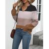 imageZeagoo Womens 2025 Fall Sweaters Casual Long Sleeve V Neck Loose Lightweight Crochet Knit Pullover Sweater TopsColorblock Tw638
