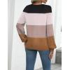 imageZeagoo Womens 2025 Fall Sweaters Casual Long Sleeve V Neck Loose Lightweight Crochet Knit Pullover Sweater TopsColorblock Tw638