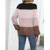imageZeagoo Womens 2025 Fall Sweaters Casual Long Sleeve V Neck Loose Lightweight Crochet Knit Pullover Sweater TopsColorblock Tz191