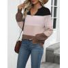 imageZeagoo Womens 2025 Fall Sweaters Casual Long Sleeve V Neck Loose Lightweight Crochet Knit Pullover Sweater TopsColorblock Tz191