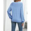 imageZeagoo Womens 2025 Fall Sweaters Casual Long Sleeve V Neck Loose Lightweight Crochet Knit Pullover Sweater TopsDenim Blue