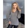 imageZeagoo Womens 2025 Fall Sweaters Casual Long Sleeve V Neck Loose Lightweight Crochet Knit Pullover Sweater TopsGrey