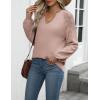 imageZeagoo Womens 2025 Fall Sweaters Casual Long Sleeve V Neck Loose Lightweight Crochet Knit Pullover Sweater TopsKhaki