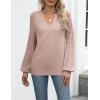 imageZeagoo Womens 2025 Fall Sweaters Casual Long Sleeve V Neck Loose Lightweight Crochet Knit Pullover Sweater TopsKhaki