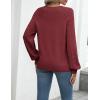 imageZeagoo Womens 2025 Fall Sweaters Casual Long Sleeve V Neck Loose Lightweight Crochet Knit Pullover Sweater TopsWine Red