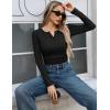 imageZeagoo Womens Long Sleeve Shirts Henley Ribbed Knit Slim Fit Basic Tops Casual Trendy ClothesBlack