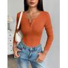 imageZeagoo Womens Long Sleeve Shirts Henley Ribbed Knit Slim Fit Basic Tops Casual Trendy ClothesCaramel