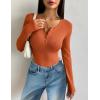imageZeagoo Womens Long Sleeve Shirts Henley Ribbed Knit Slim Fit Basic Tops Casual Trendy ClothesCaramel
