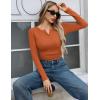 imageZeagoo Womens Long Sleeve Shirts Henley Ribbed Knit Slim Fit Basic Tops Casual Trendy ClothesCaramel