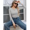 imageZeagoo Womens Long Sleeve Shirts Henley Ribbed Knit Slim Fit Basic Tops Casual Trendy ClothesGrey