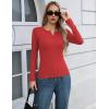 imageZeagoo Womens Long Sleeve Shirts Henley Ribbed Knit Slim Fit Basic Tops Casual Trendy ClothesRed