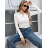 imageZeagoo Womens Long Sleeve Shirts Henley Ribbed Knit Slim Fit Basic Tops Casual Trendy ClothesWhite