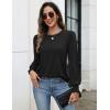 imageZeagoo Womens Tops Puff Long Sleeve Shirts Dressy Casual Crew Neck Pleated Summer Fall Work Blouses S3XLBlack