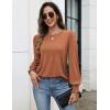 imageZeagoo Womens Tops Puff Long Sleeve Shirts Dressy Casual Crew Neck Pleated Summer Fall Work Blouses S3XLKhaki