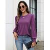 imageZeagoo Womens Tops Puff Long Sleeve Shirts Dressy Casual Crew Neck Pleated Summer Fall Work Blouses S3XLPurple