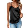 imageZeagoo Silk Camisole Tops for Women 2025 V Neck Satin Tank Top Spaghetti Strap Cross Back Sleeveless Summer Blouses1 Pack Black