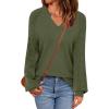 imageZeagoo Womens 2025 Fall Sweaters Casual Long Sleeve V Neck Loose Lightweight Crochet Knit Pullover Sweater TopsArmy Green