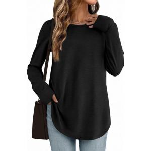 imageZeagoo Womens Tunic Tops to Wear with Leggings Long Sleeve Crew Neck Thumb Hole Shirts Loose Tshirts Fall ClothesBblack