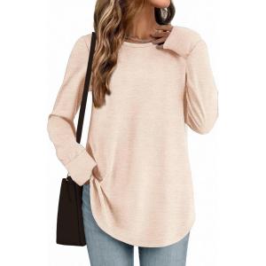imageZeagoo Womens Tunic Tops to Wear with Leggings Long Sleeve Crew Neck Thumb Hole Shirts Loose Tshirts Fall ClothesBeige