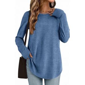 imageZeagoo Womens Tunic Tops to Wear with Leggings Long Sleeve Crew Neck Thumb Hole Shirts Loose Tshirts Fall ClothesNavy Blue