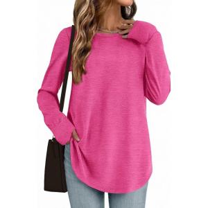 imageZeagoo Womens Tunic Tops to Wear with Leggings Long Sleeve Crew Neck Thumb Hole Shirts Loose Tshirts Fall ClothesRose Red