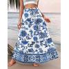 imageZeagoo Womens Casual Maxi Skirts for Women 2025 High Waist Boho Skirts Floral Printed Long Flowy Skirt with PocketsWhite Floral03