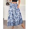 imageZeagoo Womens Casual Maxi Skirts for Women 2025 High Waist Boho Skirts Floral Printed Long Flowy Skirt with PocketsWhite Floral03