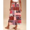 imageZeagoo Womens Flowy Pleated Skirts A Line Elastic High Waisted Midi Skirt Boho Casual Long Skirts Brown Leaf Print XXLMz747
