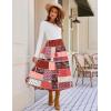 imageZeagoo Womens Flowy Pleated Skirts A Line Elastic High Waisted Midi Skirt Boho Casual Long Skirts Brown Leaf Print XXLMz747