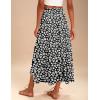 imageZeagoo Womens Flowy Pleated Skirts A Line Elastic High Waisted Midi Skirt Boho Casual Long Skirts Brown Leaf Print XXLPa108