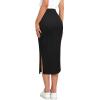 imageZeagoo Womens Knit Midi Skirts Casual Pencil Skirt High Waisted Long Skirt with Slit Elegant Work Office SkirtsBlack