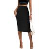 imageZeagoo Womens Knit Midi Skirts Casual Pencil Skirt High Waisted Long Skirt with Slit Elegant Work Office SkirtsBlack