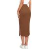 imageZeagoo Womens Knit Midi Skirts Casual Pencil Skirt High Waisted Long Skirt with Slit Elegant Work Office SkirtsBrown