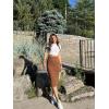 imageZeagoo Womens Knit Midi Skirts Casual Pencil Skirt High Waisted Long Skirt with Slit Elegant Work Office SkirtsBrown