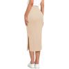imageZeagoo Womens Knit Midi Skirts Casual Pencil Skirt High Waisted Long Skirt with Slit Elegant Work Office SkirtsChampagne