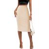imageZeagoo Womens Knit Midi Skirts Casual Pencil Skirt High Waisted Long Skirt with Slit Elegant Work Office SkirtsChampagne