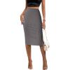 imageZeagoo Womens Knit Midi Skirts Casual Pencil Skirt High Waisted Long Skirt with Slit Elegant Work Office SkirtsDark Gray