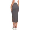 imageZeagoo Womens Knit Midi Skirts Casual Pencil Skirt High Waisted Long Skirt with Slit Elegant Work Office SkirtsDark Gray