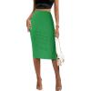 imageZeagoo Womens Knit Midi Skirts Casual Pencil Skirt High Waisted Long Skirt with Slit Elegant Work Office SkirtsLight Green