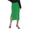 imageZeagoo Womens Knit Midi Skirts Casual Pencil Skirt High Waisted Long Skirt with Slit Elegant Work Office SkirtsLight Green