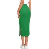 imageZeagoo Womens Knit Midi Skirts Casual Pencil Skirt High Waisted Long Skirt with Slit Elegant Work Office SkirtsLight Green