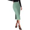 imageZeagoo Womens Knit Midi Skirts Casual Pencil Skirt High Waisted Long Skirt with Slit Elegant Work Office SkirtsMint Green