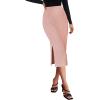 imageZeagoo Womens Knit Midi Skirts Casual Pencil Skirt High Waisted Long Skirt with Slit Elegant Work Office SkirtsRose Pink