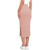 imageZeagoo Womens Knit Midi Skirts Casual Pencil Skirt High Waisted Long Skirt with Slit Elegant Work Office SkirtsRose Pink